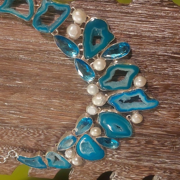 Stunning Solar Agate Druzy Statement Necklace - Picture 4 of 6